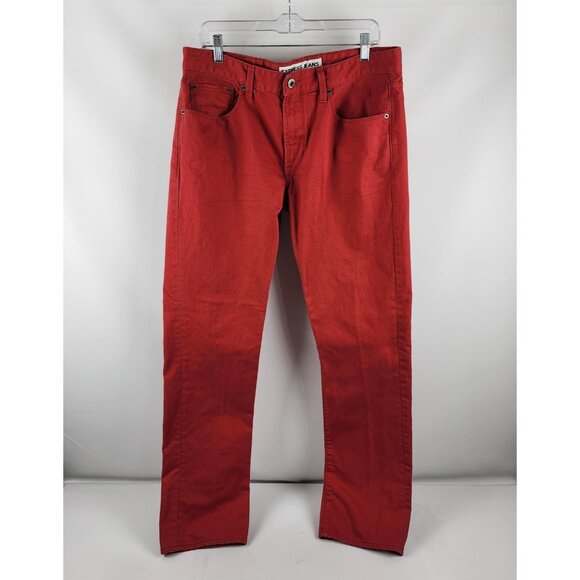 Express Jeans Mens 34x33 Red Rocco Slim Fit Straight Leg Denim - Picture 1 of 10